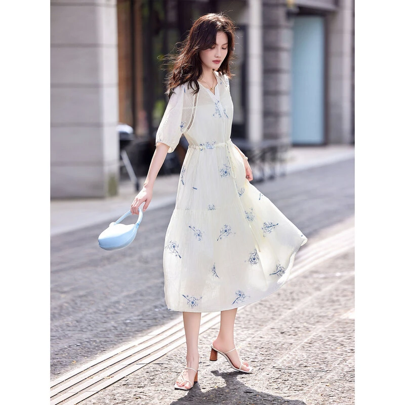 【编号11】苏醒的乐园时尚气质连衣裙修身显瘦长款气质法式SXL24123