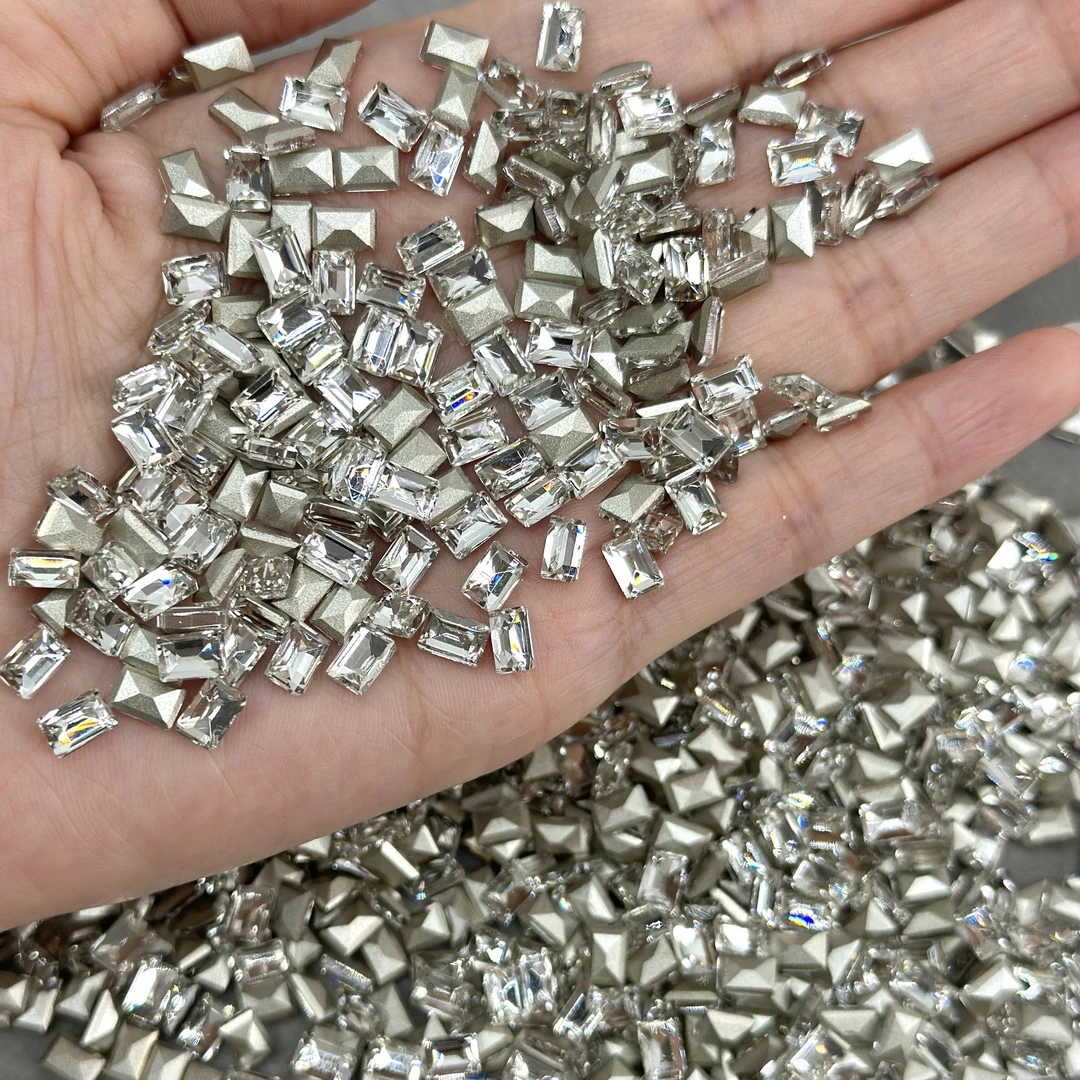 （50颗）mini小冰糖美甲钻白色爆闪K9钻超闪长方形美甲饰品4*6mm