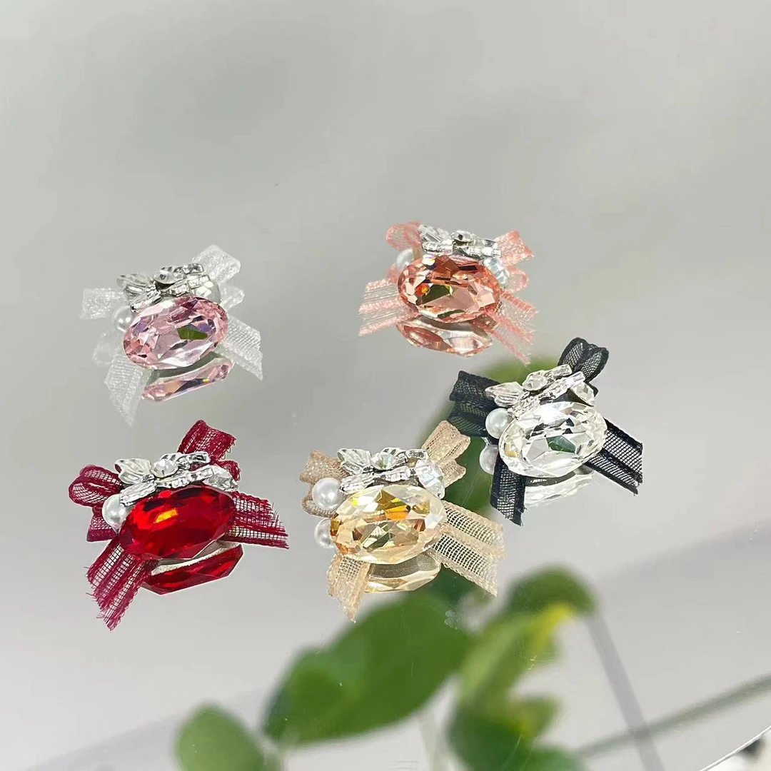 4颗春柚美甲饰品新款成品欧根纱鸽子蛋堆钻球超闪成品堆堆美甲钻