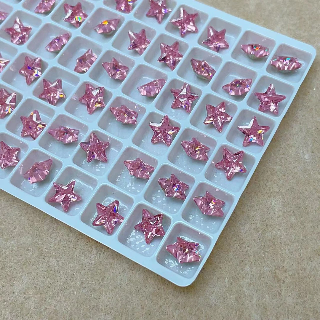 （10颗）春柚美甲锆石钻高品质粉色水晶爆闪锆石五角星8*8mm