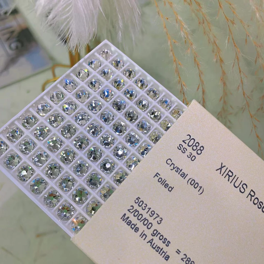 （6颗）施华洛（Swarovsk）SS30白色爆闪平底水晶圆钻美甲饰品6.5mm