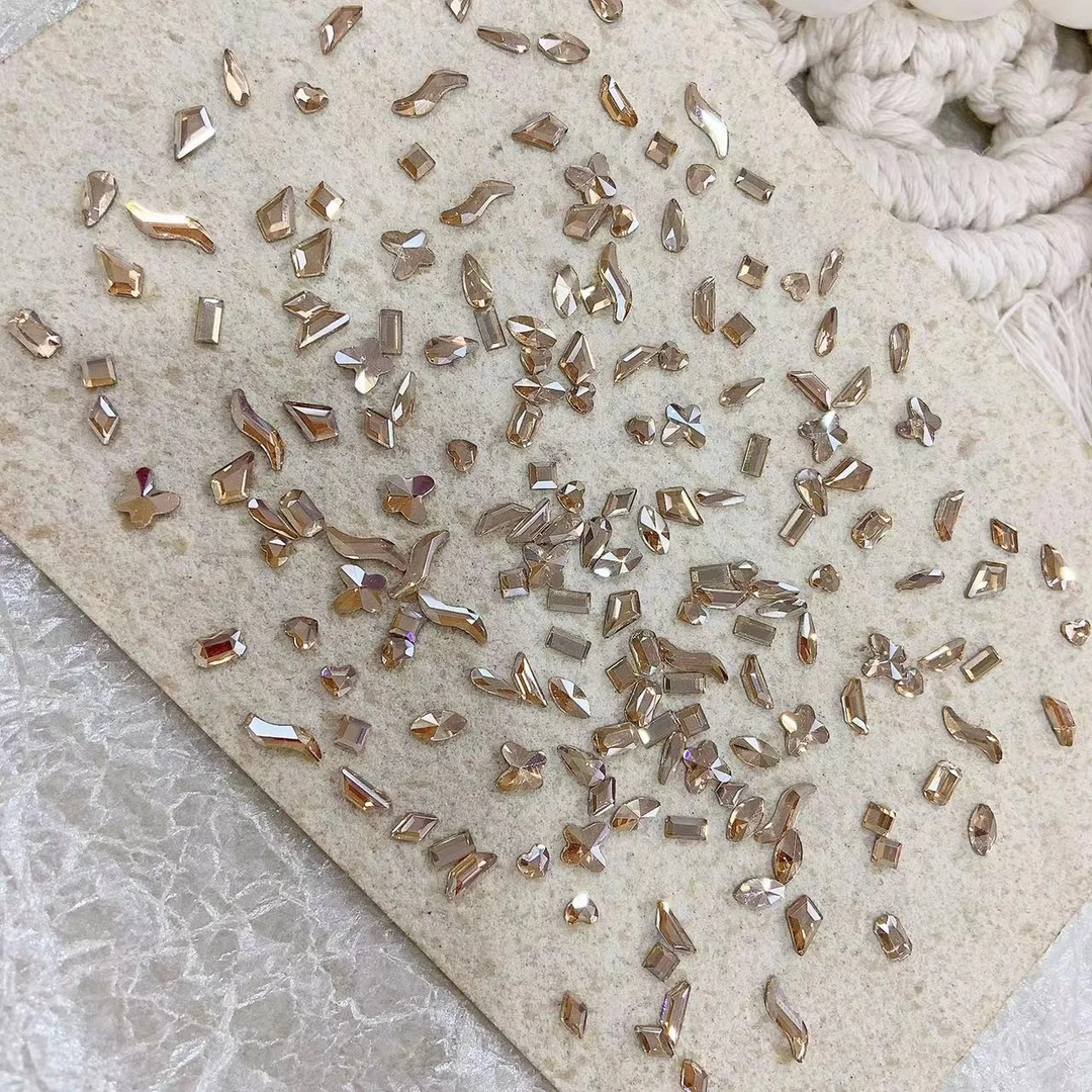 CY春柚美甲网红新款饰品小号香槟钻平底美甲K9钻200颗混装