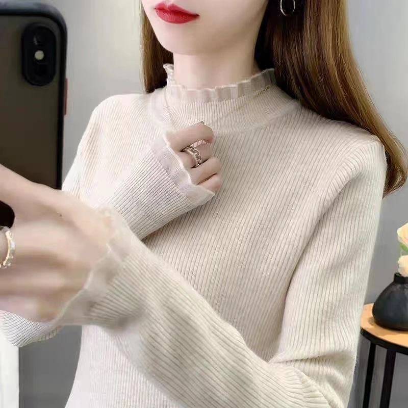 羊毛针织衫女士羊毛衫打底衫毛衣显瘦内搭洋气修身羊毛针织衫毛衣