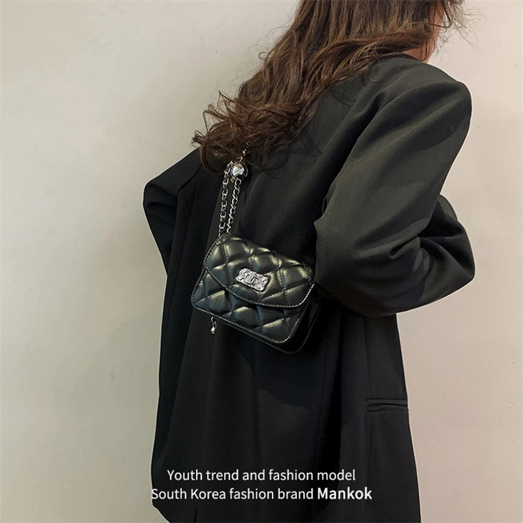 夏季菱格链条包包女2025新款时尚高级感ins斜挎包韩版百搭小方包
