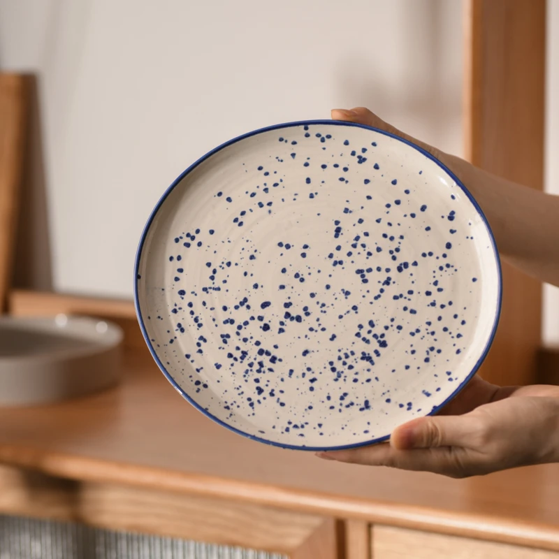 礼温家居 小号浅盘餐具釉下彩西餐盘甜品盘子家用菜盘沙拉盘z94