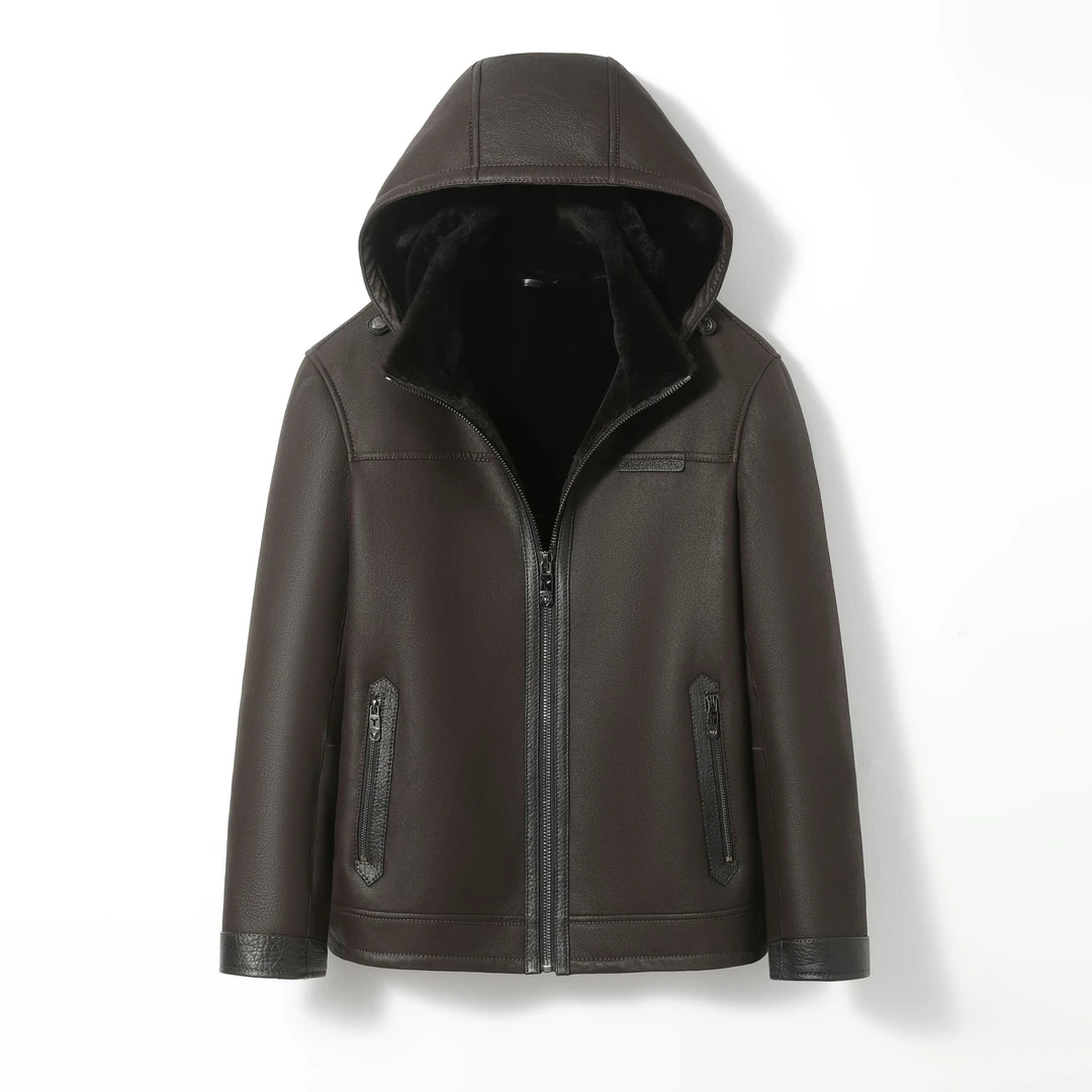 玛瑞 泰勒    2506男装轻奢可拆卸连帽秋冬款美利奴皮毛一体