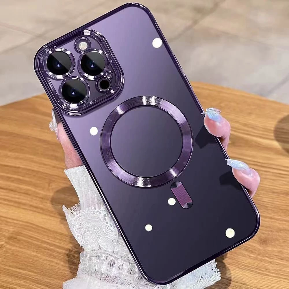 电镀磁吸镜头膜苹果14pro手机壳iPhone12/13ProMax防摔11防尘软壳