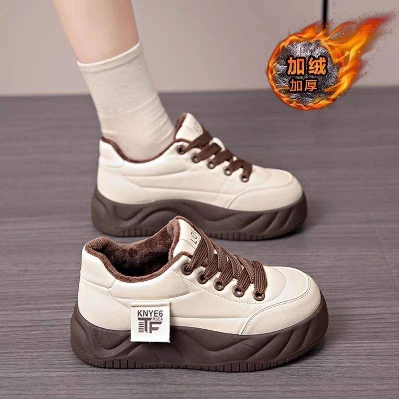面包阿甘鞋女2025秋冬季新款百搭厚底加绒老爹鞋休闲运动小白鞋