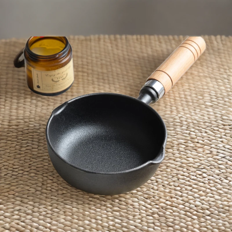 小幸福铸铁加厚锅煎蛋淋油蛋饺泼油锅家用烧油专用中式平底锅小锅