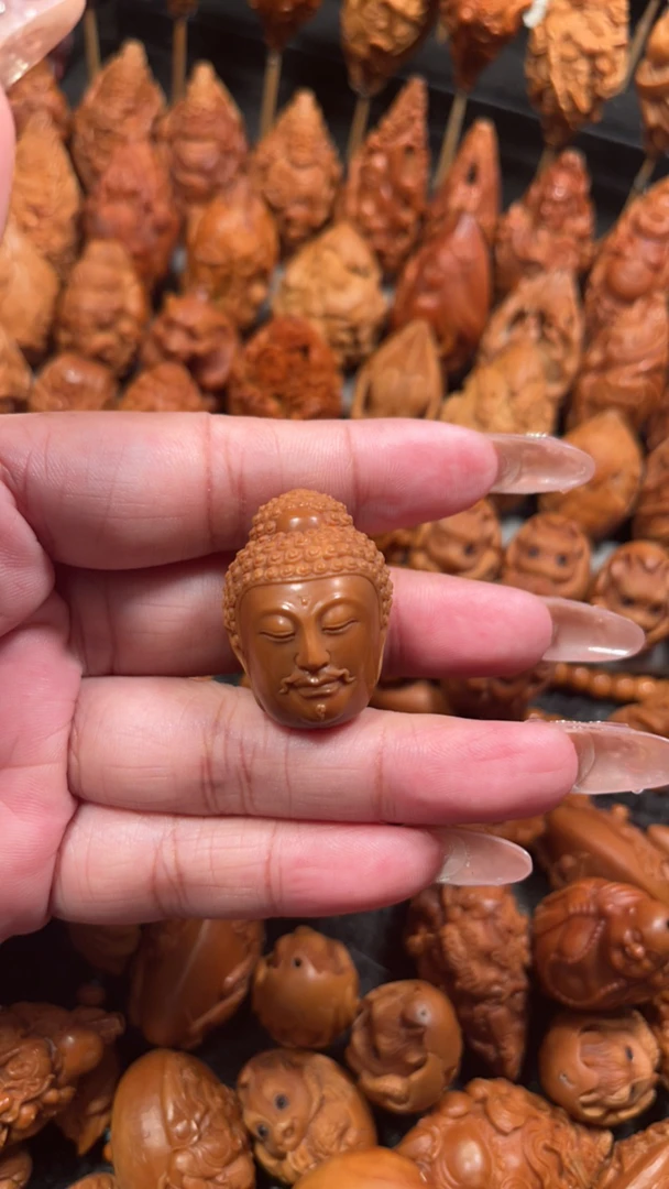 纯手工橄榄核雕佛头单颗