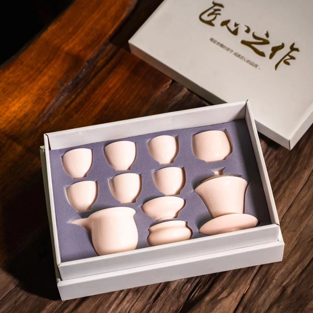 CHAONE茶一·茶器套装·羊脂玉粉彩茶器套装