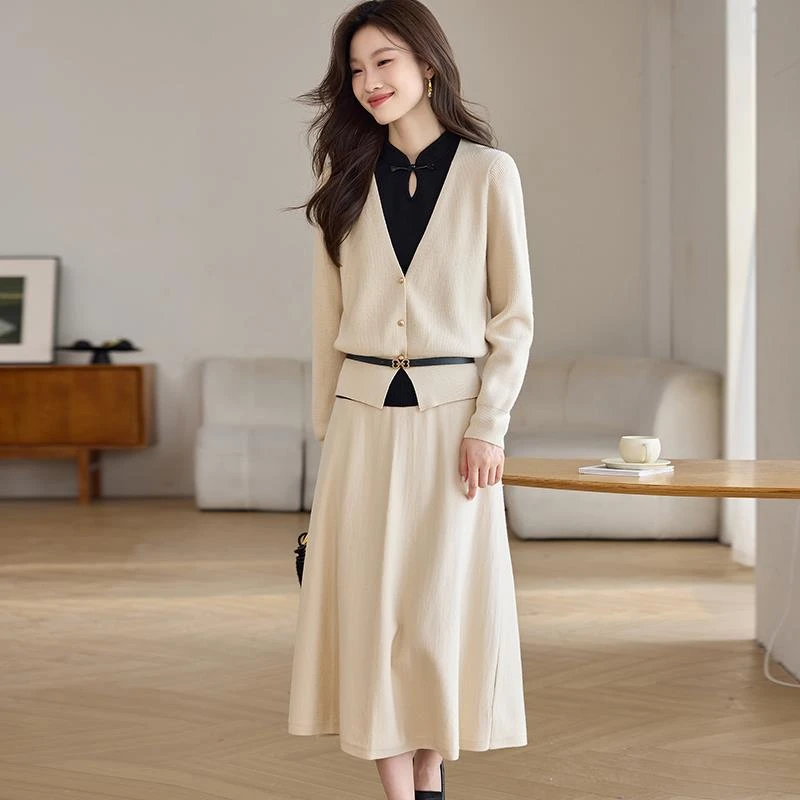 高级感秋冬超好看针织衫连衣裙2024年新款中长款早秋穿搭两件套装