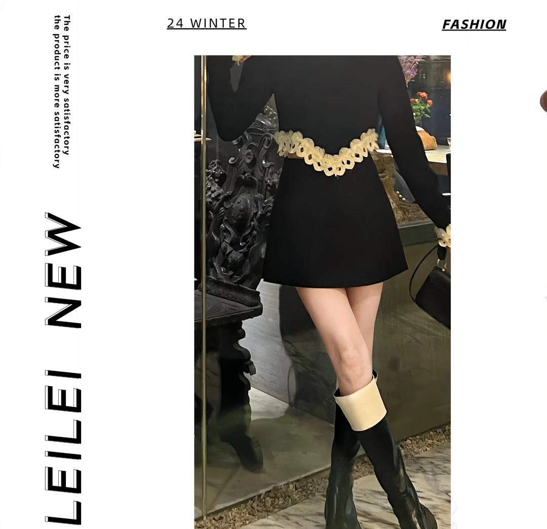 【磊磊分享】秋冬上新百搭减龄A版开叉设计高腰裤裙（厚感的）#8867