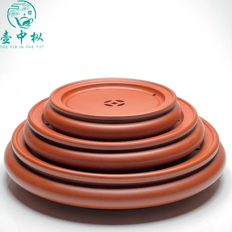 潮州茶盘茶船壶承手工原矿朱泥圆形家用双层储水式茶台茶海茶船