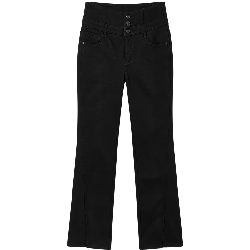 【达人专属】通勤百搭三粒扣开叉微喇裤X10AKS8717