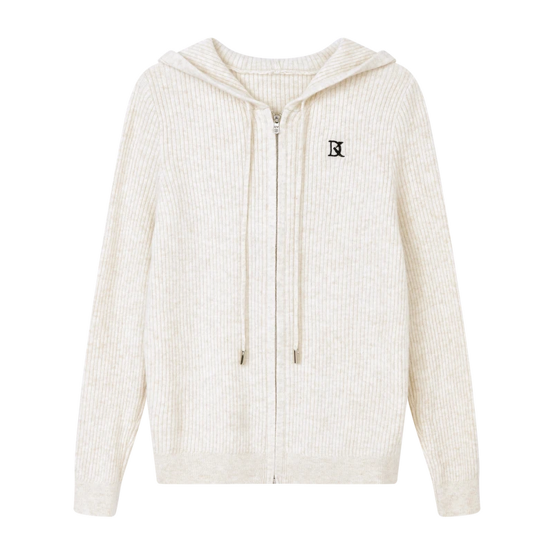 【籽言专属】双拉链设计感针织衫简约连帽抽绳上衣X10BZS8508