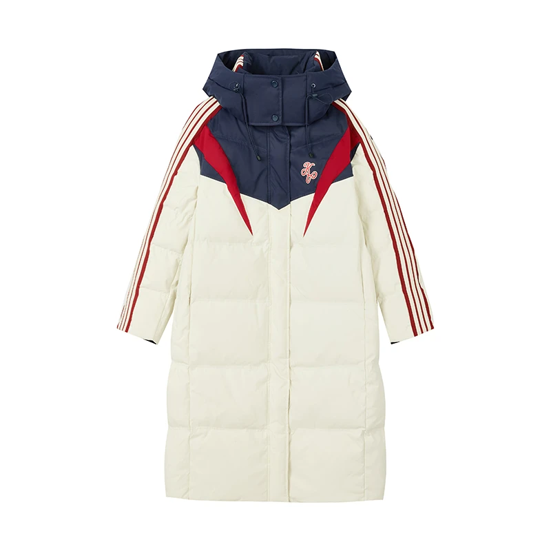 【达人专属】通勤连帽羽绒服撞色学院风设计感长款外套女X11AYS8811