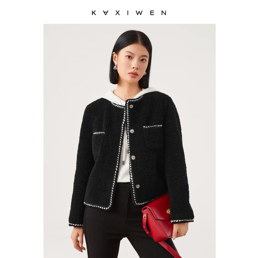 【达人专享】D09AWS9685绵羊毛高级感小香风短外套