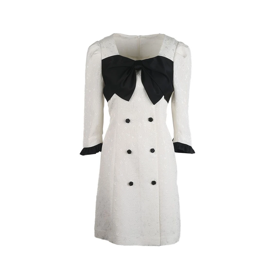 【达人专属】撞色蝴蝶结连衣裙S3290