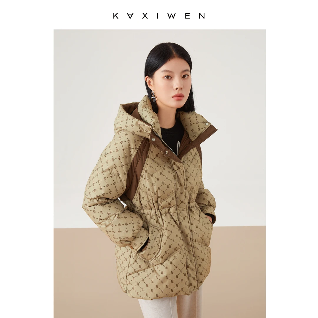 【达人专享】连帽羽绒服女印花加厚羽绒外套女D10AYS9708