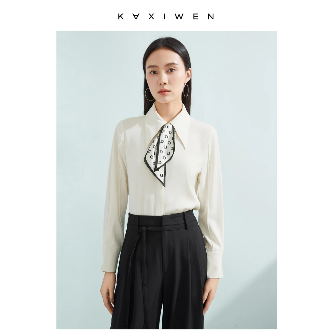 【达人专属】气质衬衫设计感印花丝巾长袖上衣X12BCS1232