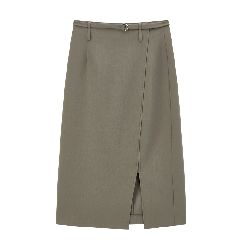 【达人专属】优雅显瘦高级感开叉收腰半身裙S1196