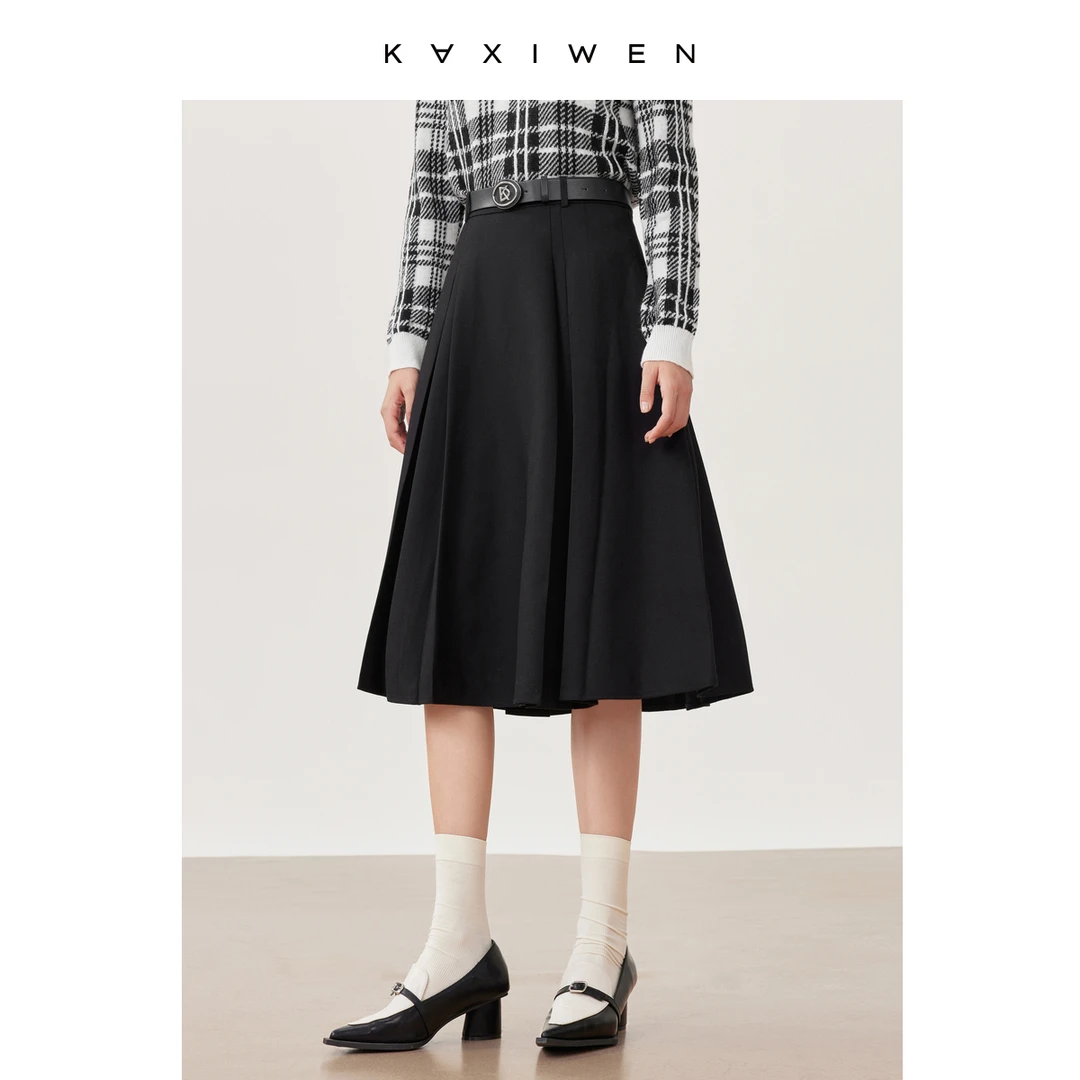 【达人专属】复古高腰大摆裙休闲半身裙X09AQE8206