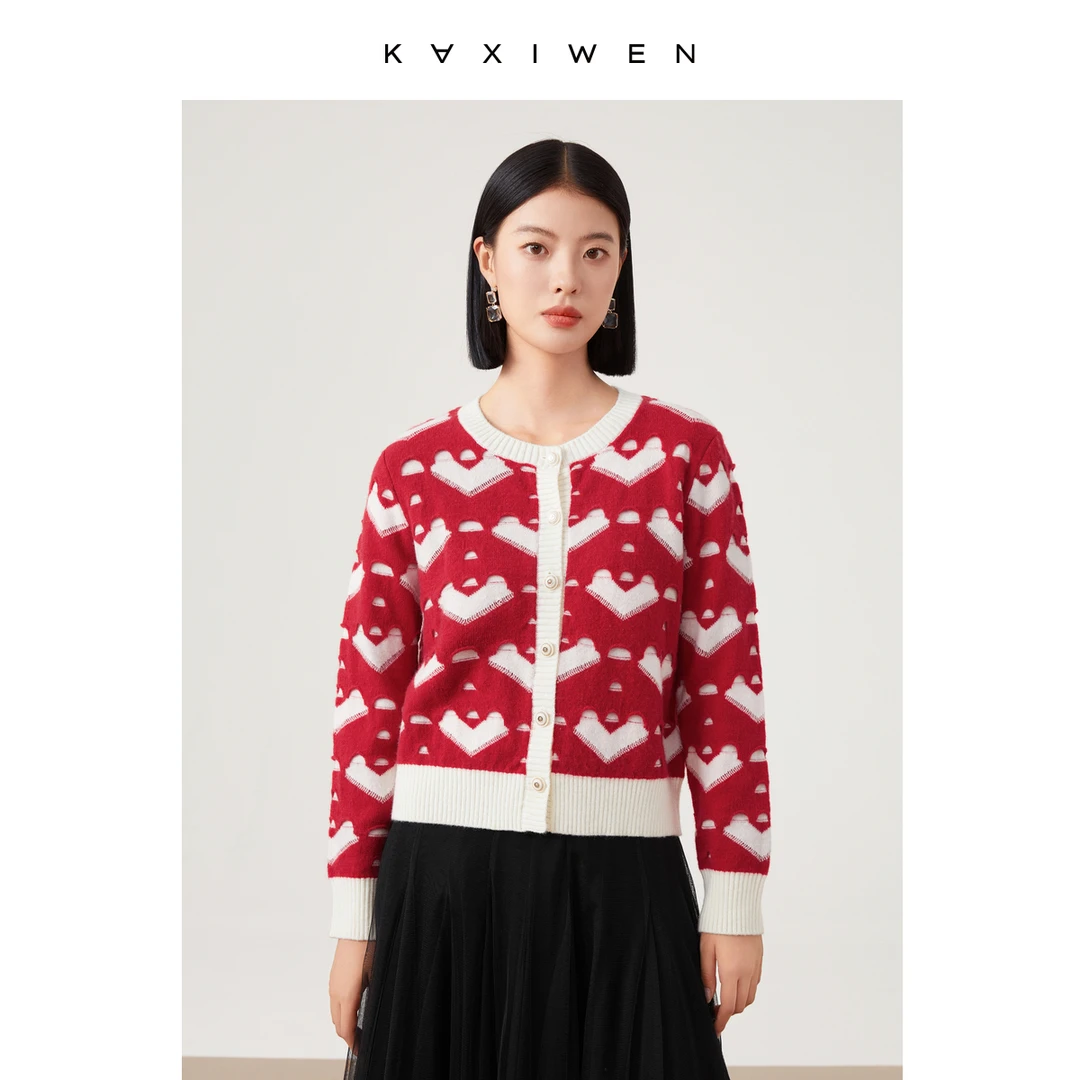 【小余专属】撞色立体感显瘦气质圆领针织衫D09CZS9519