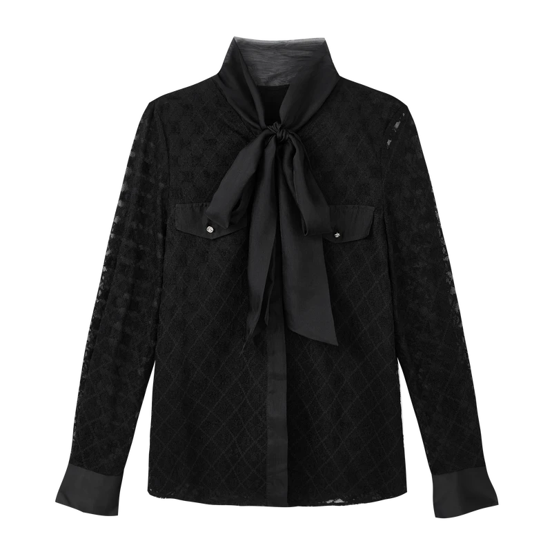 【达人专属】法式蕾丝小衫设计感气质蝴蝶结上衣X09AXS8023