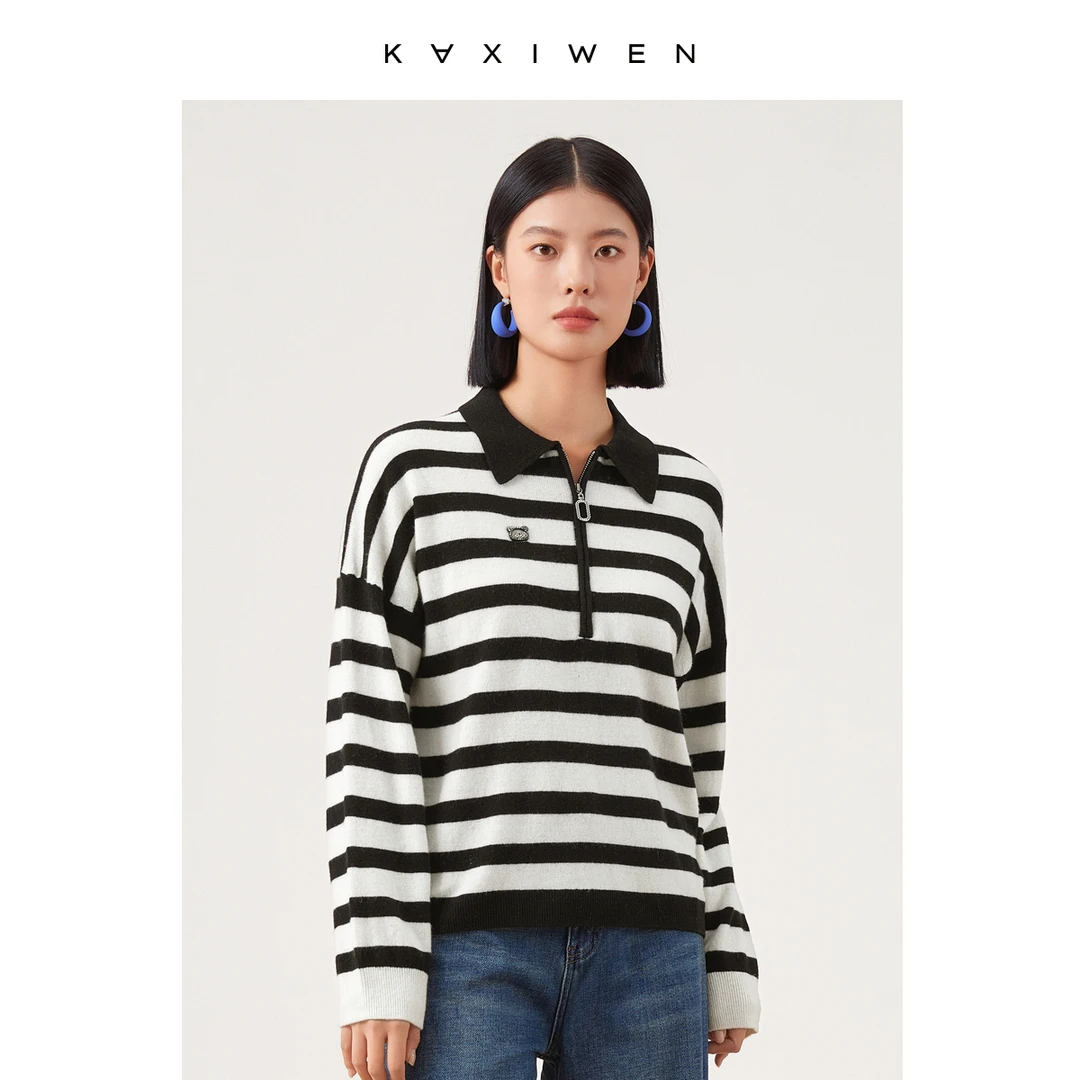 【小余专属】绵羊毛衫polo领可爱装饰上衣X09BZE8516