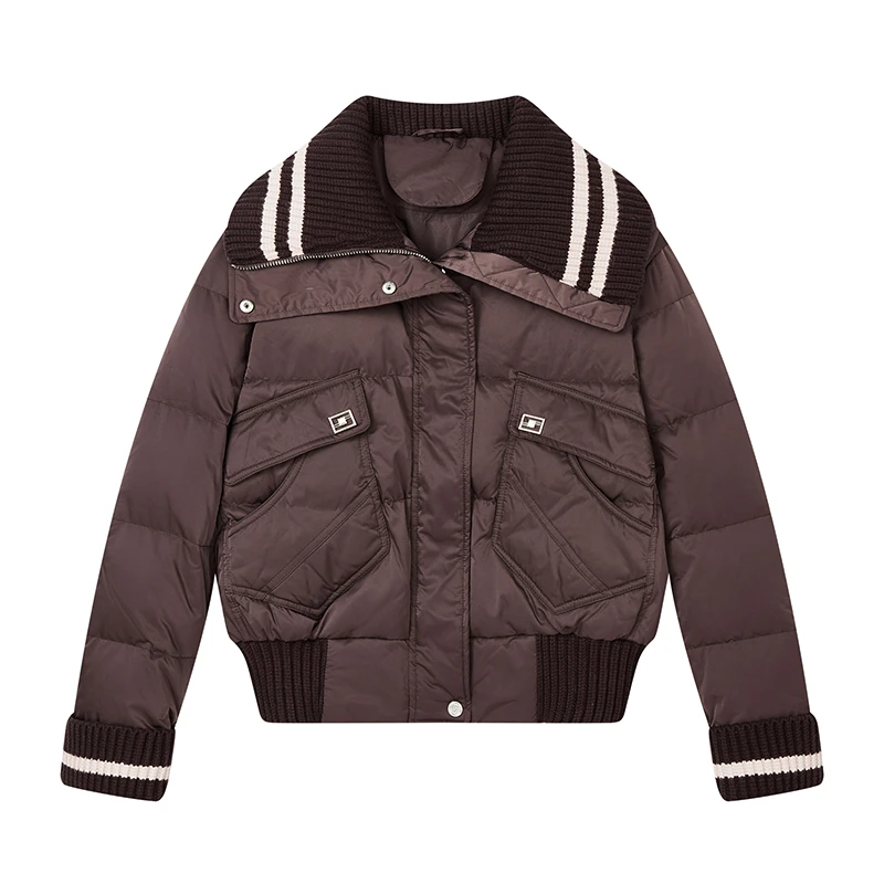 【达人专属】通勤百搭羽绒服撞色翻领宽松休闲保暖上衣D10AYN9647