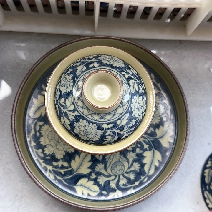 瓷片二号釉国色天香三才盖碗