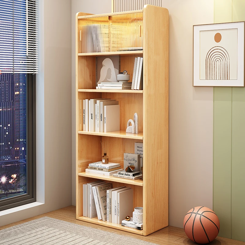 新款北欧实木书架展示柜转角学习书桌电脑储物桌书房储物柜橡胶木