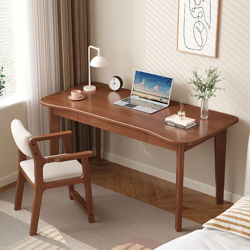 实木小书桌简约现代家用学生写字桌卧室笔记本无抽电脑桌子长方形