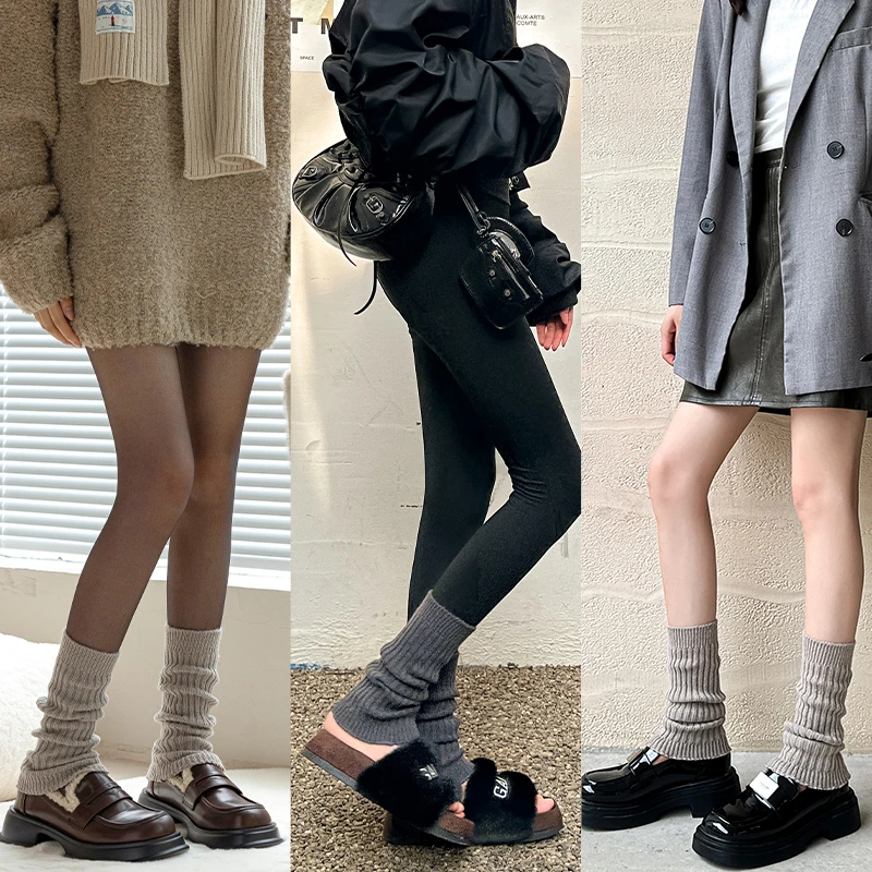 袜子女款爆款2025新款袜套羊毛小腿堆堆袜春秋冬季纯色针织长筒袜