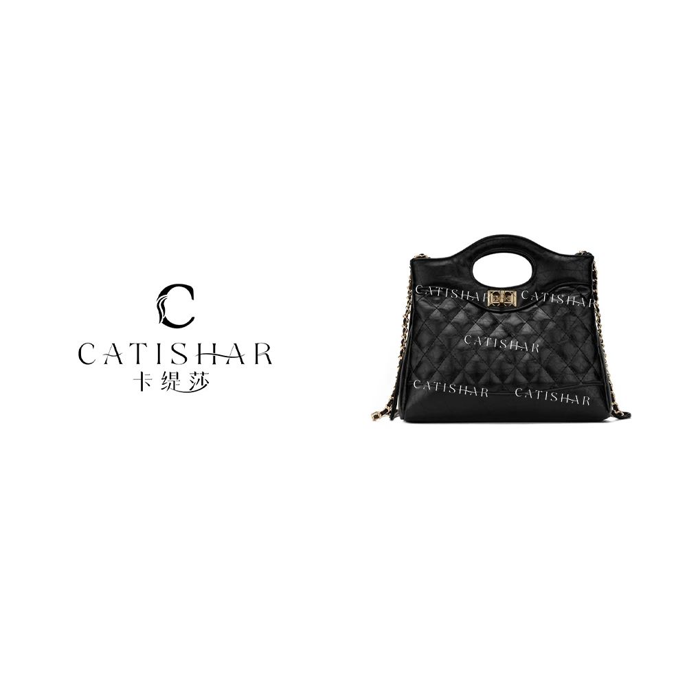 B-22309【疏雨私定】手提菱格包小香风轻奢百搭女士单肩包