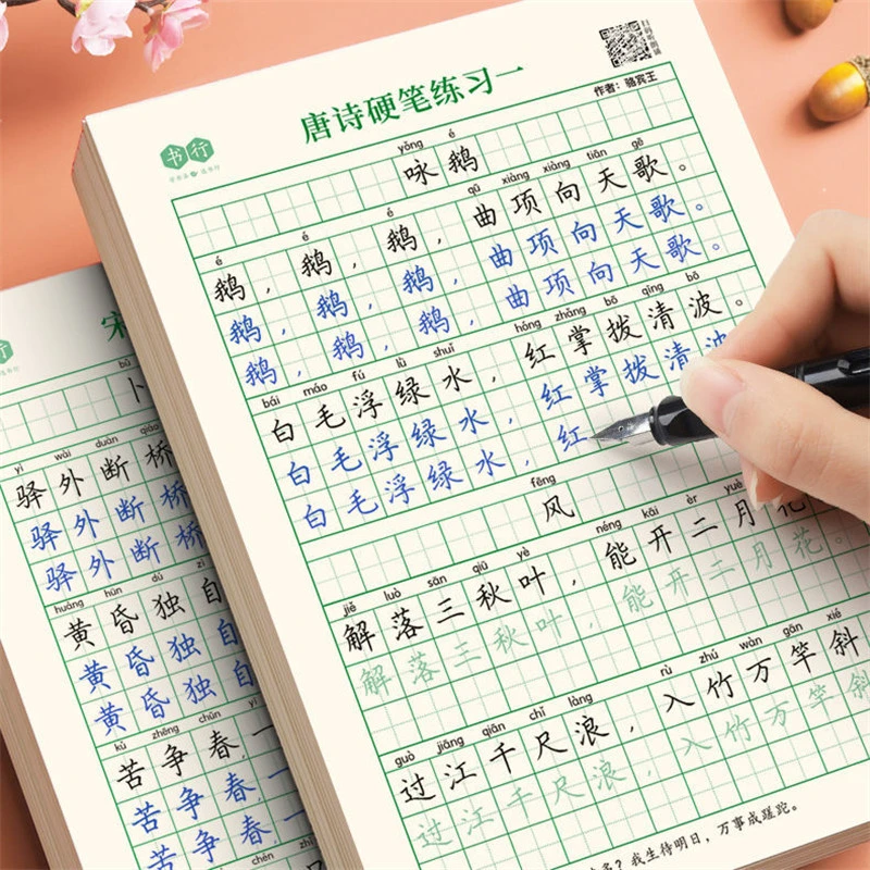 古诗词临摹楷书描红练字帖儿童小学生田字格硬笔书法练字纸千字文