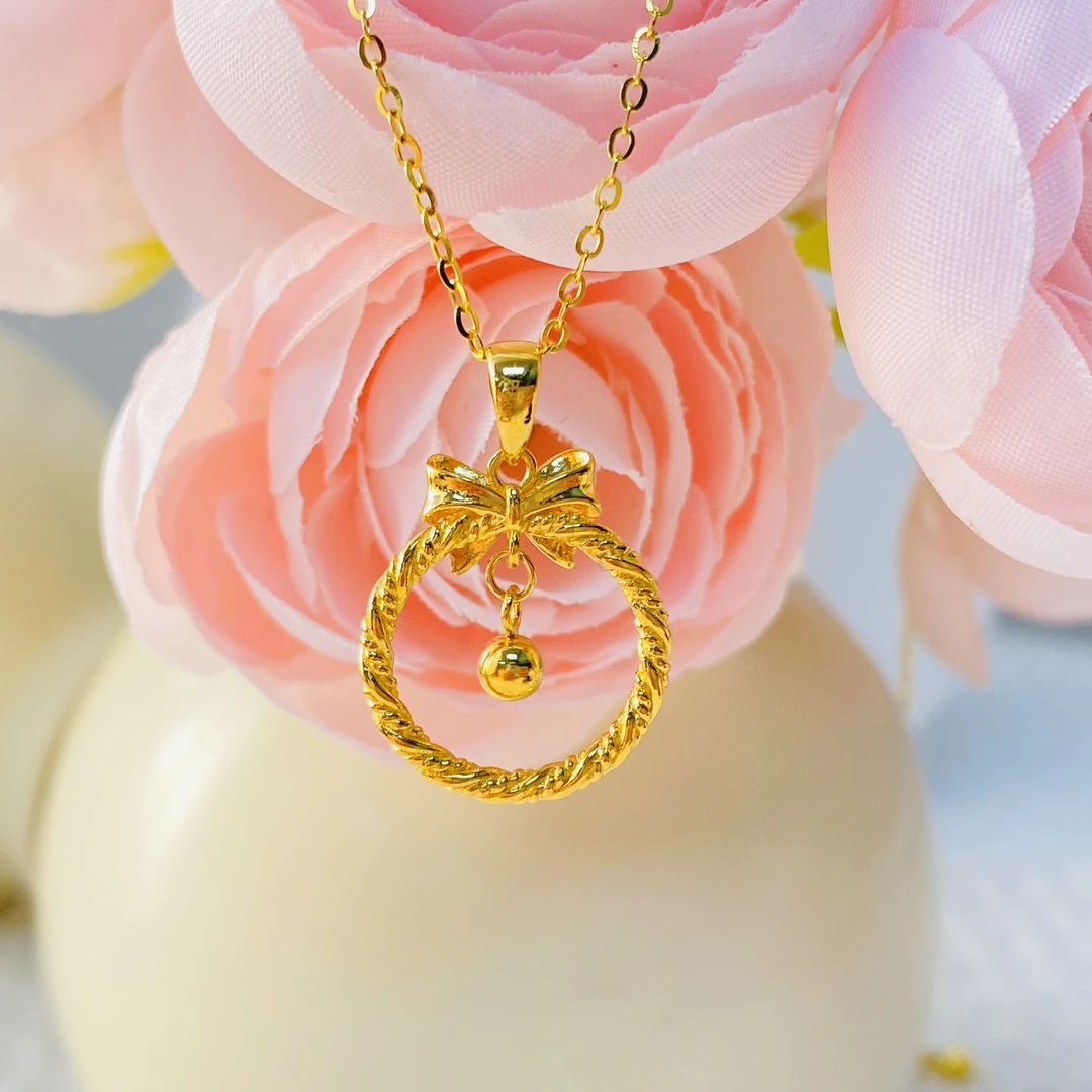 足金999 黄金花丝蝴蝶结提溜平安扣吊坠 2.25