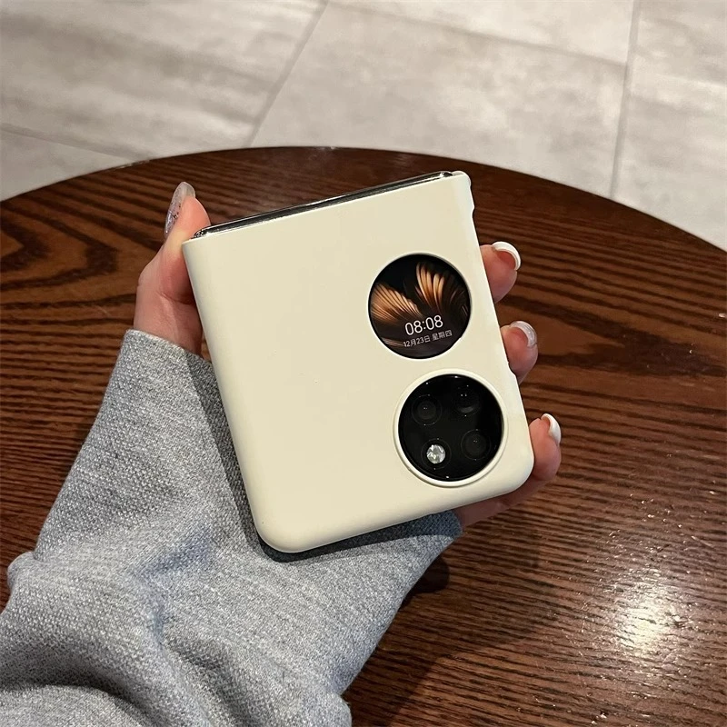 适用华为p50pocket手机壳纯色新款防摔Pocket2翻盖折叠屏超薄硬壳