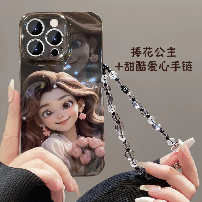 捧花公主硬菲林壳手机壳小众网红格子创意个性女苹果韩风可爱防摔