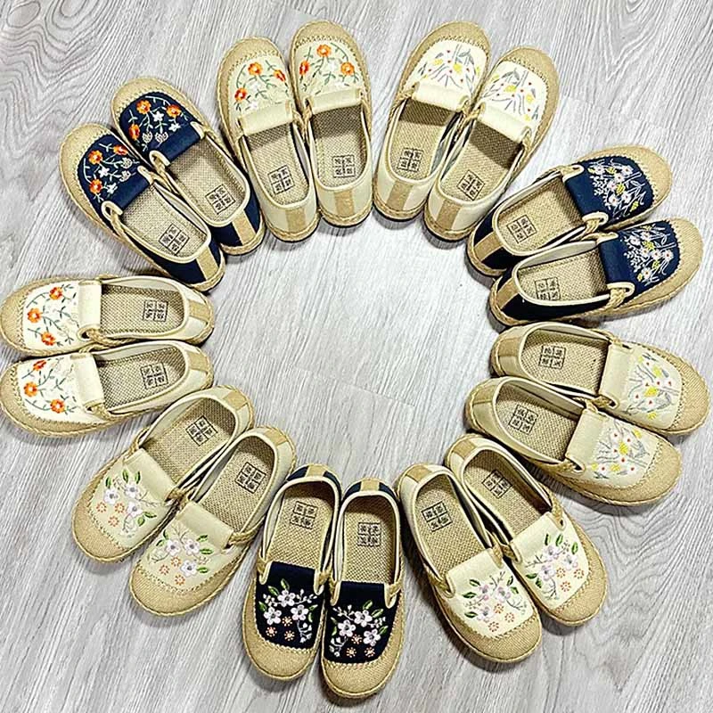 绿洲新款夏季老北京民族风绣花吸汗大头鞋平底鞋久站不累妈妈鞋