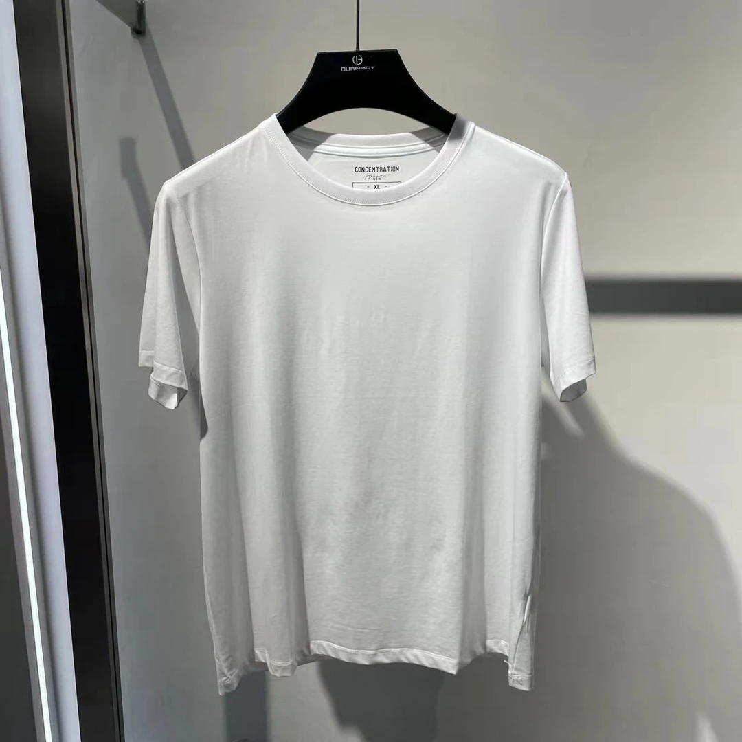 净面莫代尔棉短袖T恤男士新款百搭修身显瘦舒适男上衣运动休闲