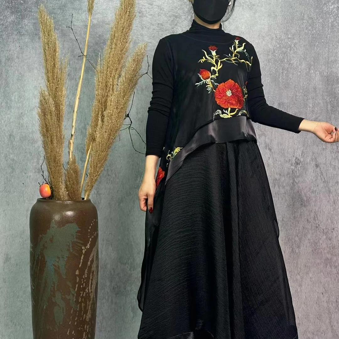 【大海轻奢】Y23073-5新款黑色刺绣花设计师款时尚上衣