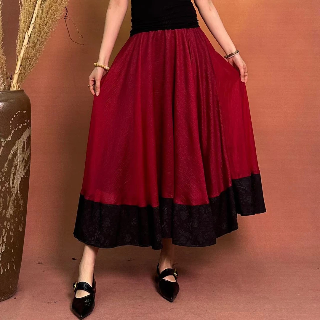 【大海轻奢】BF32435新款红色拼黑纱设计师款时尚纱裙