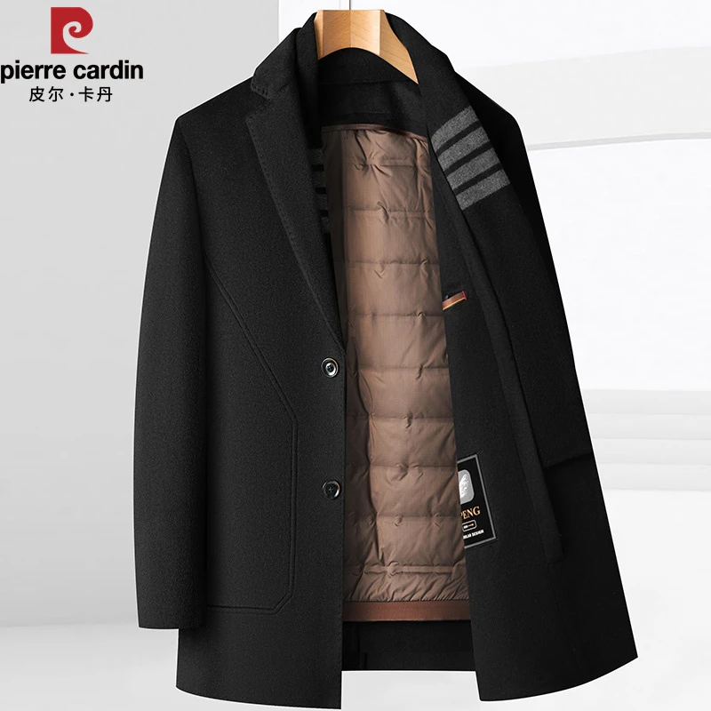 【鹅绒内胆+双面羊毛】男士羊毛呢大衣中长款呢子男外套修身