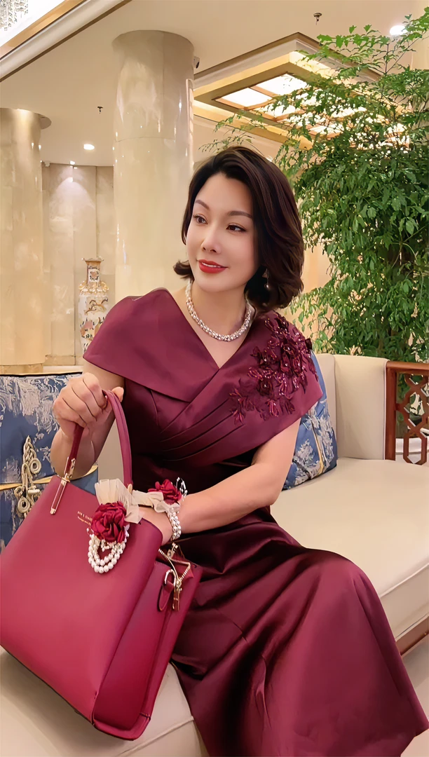 Y0955 连衣裙喜妈妈喜婆婆显瘦气质轻奢长款时尚连衣裙宴会婚礼