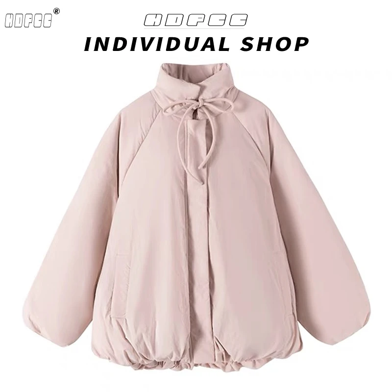 韩版粉色立领面包服棉衣女冬季新款宽松休闲棉衣加厚保暖棉服外套