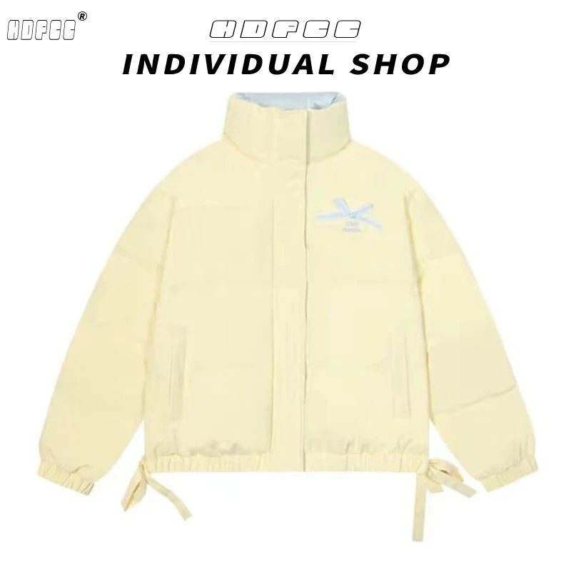 奶呼呼蝴蝶结立领棉服外套女冬季新款宽松休闲百搭加厚保暖面包服