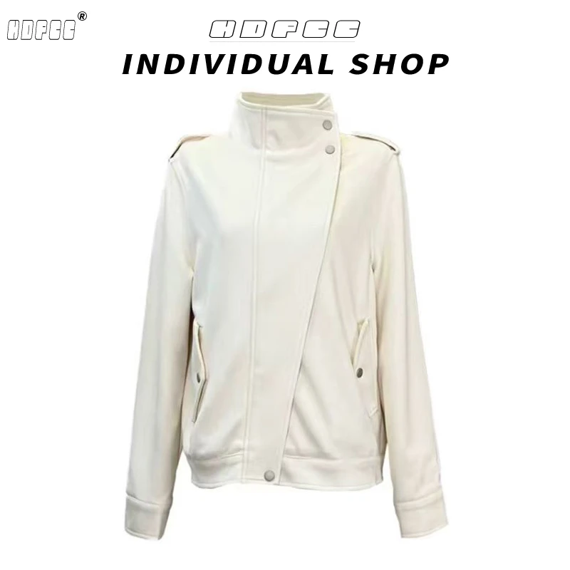 韩系立领设计感麂皮绒外套女春秋季新款百搭宽松气质开衫夹克上衣