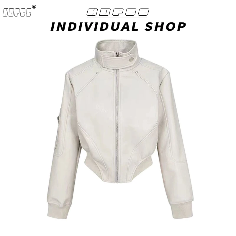 高级感时尚pu皮修身夹克女春秋季新款设计小众百搭短款机车风外套